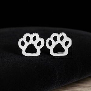 Charming Silver Paw Print Earrings